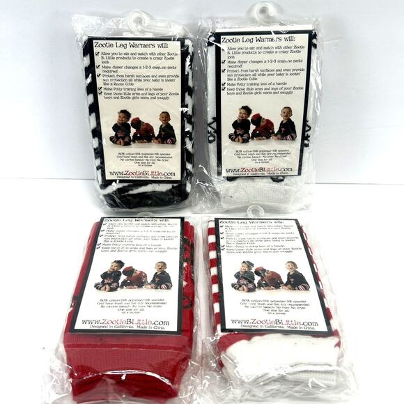 Zootie B. Little Leg Warmers Baby & Toddler Lot of 4 NEW Black White Red - Picture 7 of 8